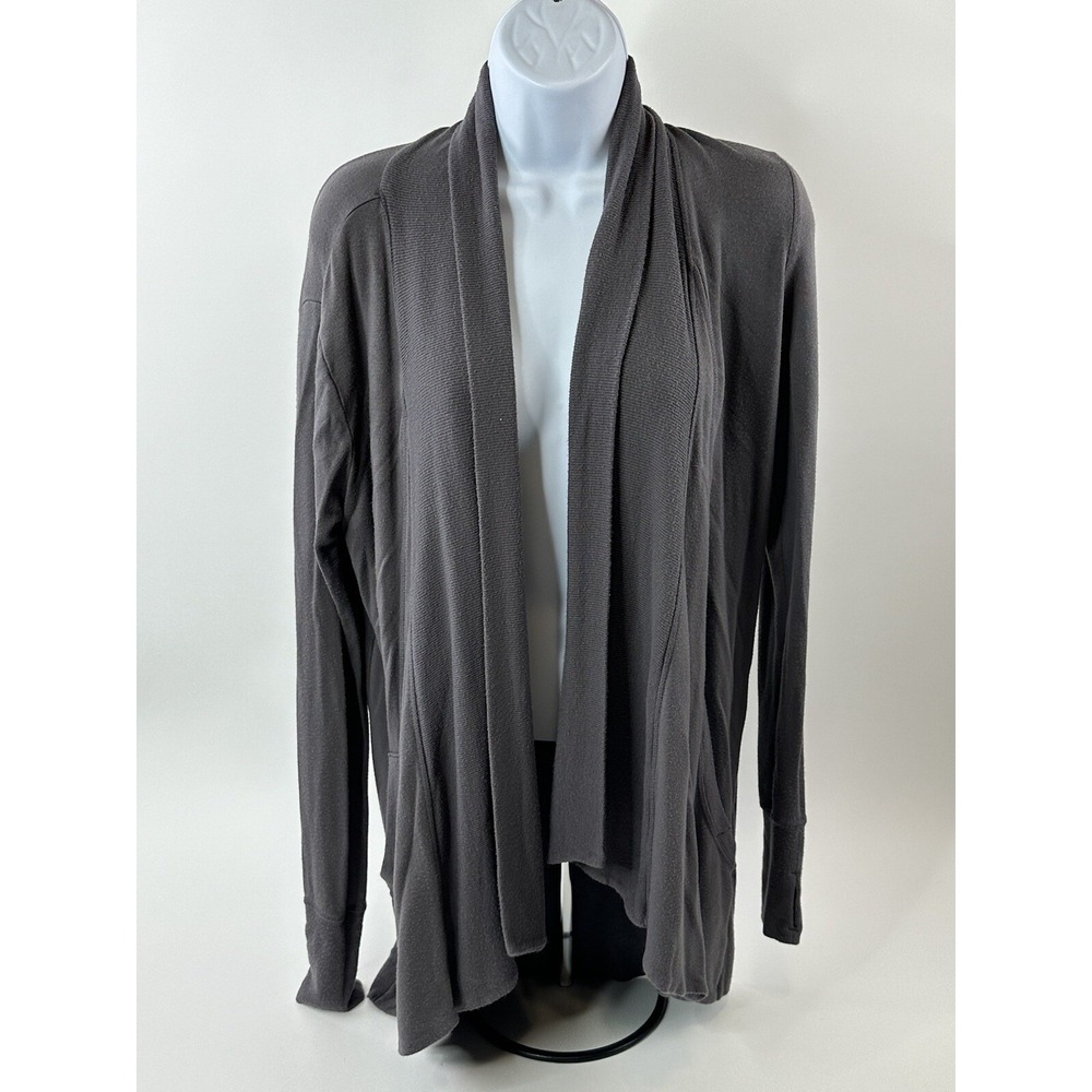 Athleta Pranayama Wrap Sweater Womens XS Gray Pockets Thumb Holes